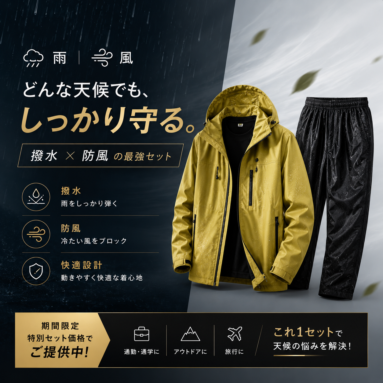 【男女兼用】売上No.1全天候型・撥水マウンテンパーカー
